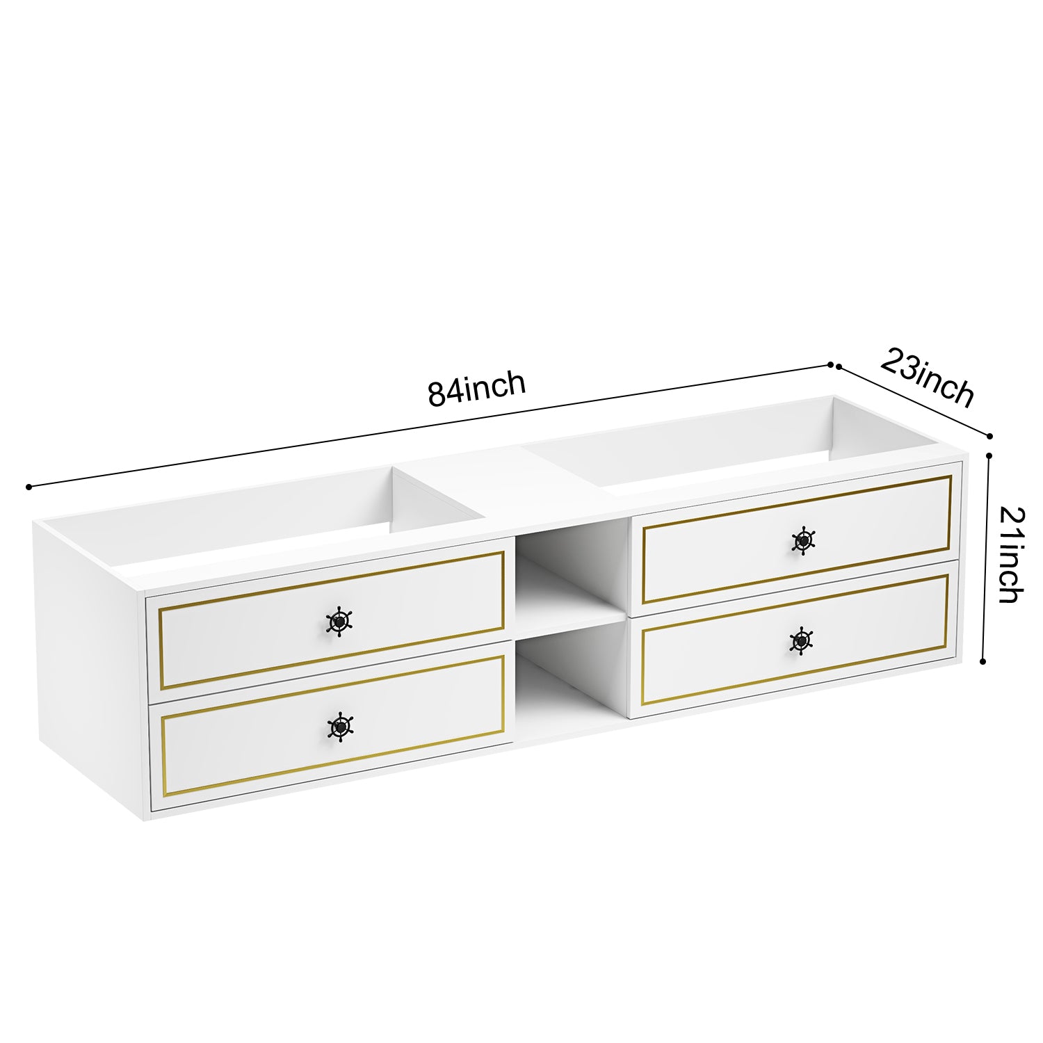 84" Wall Hung Bathroom Vanity Cabinet Fits Double Sinks, Cabinet Only (Countertop and Sinks Not Included)