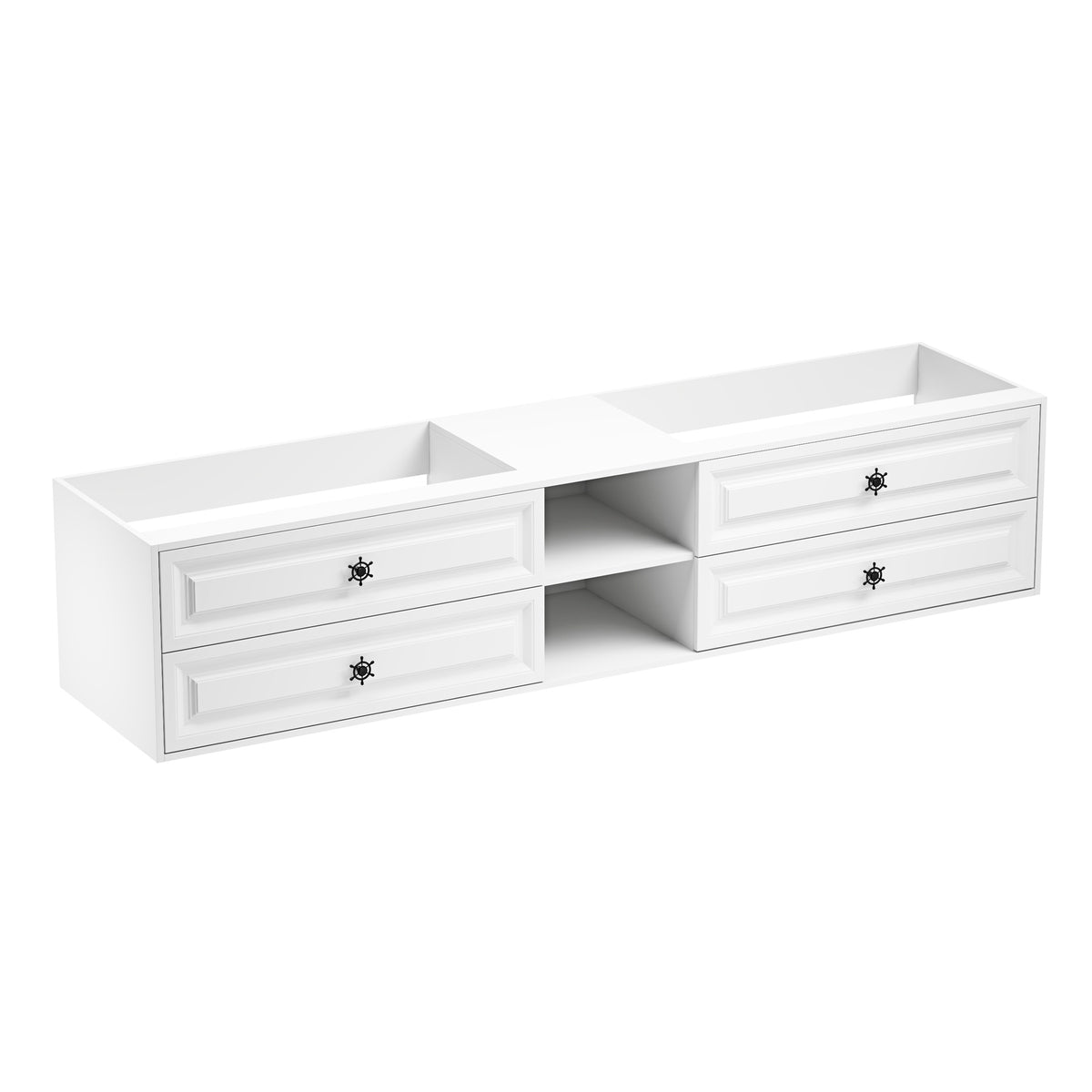96" Wall Hung Bathroom Vanity Cabinet Fits Double Sinks, Cabinet Only (Countertop and Sinks Not Included)