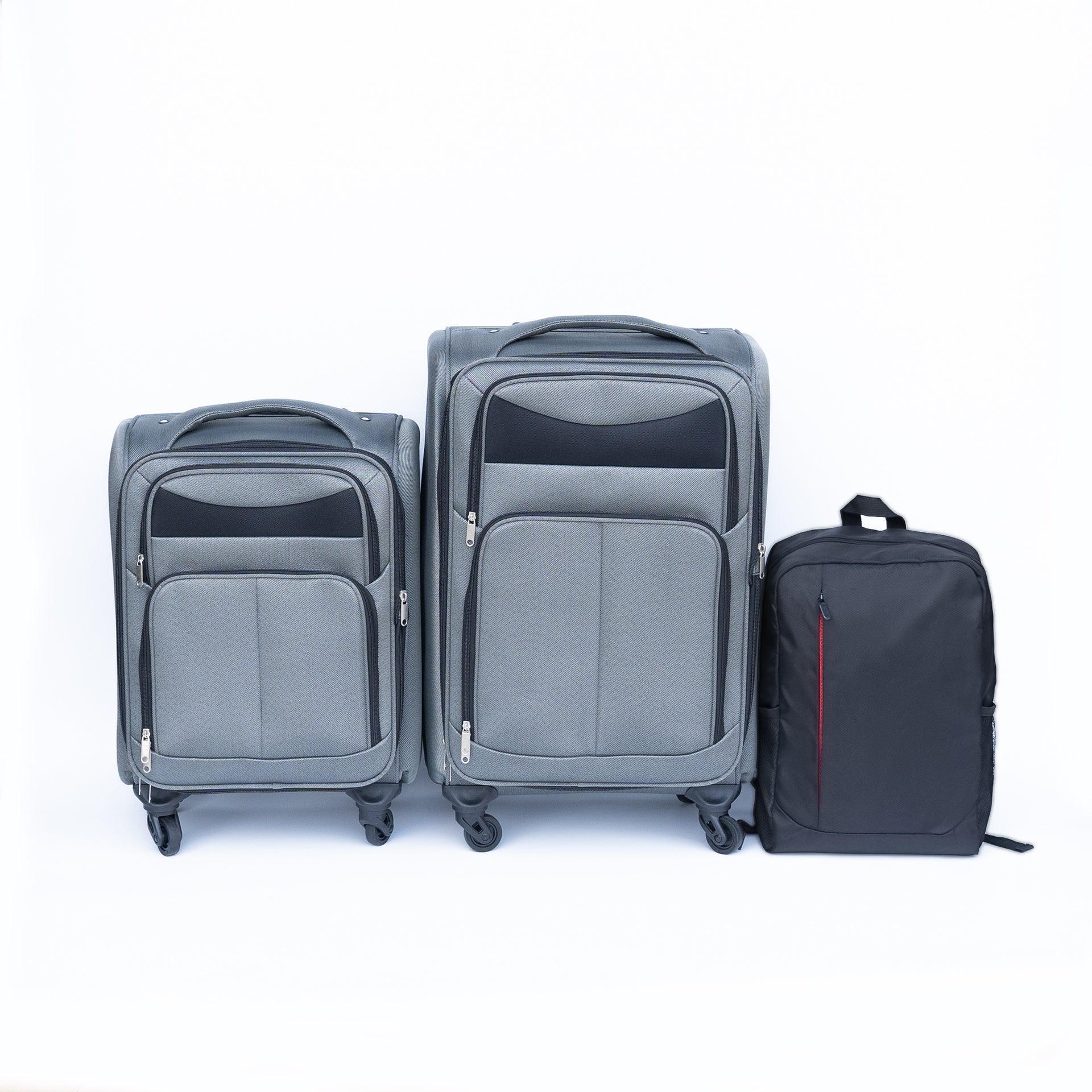 (20+24) Travel case two-piece suitcase set Oxford trolley case without password lock universal wheel + Oxford cloth backpack  GRAY