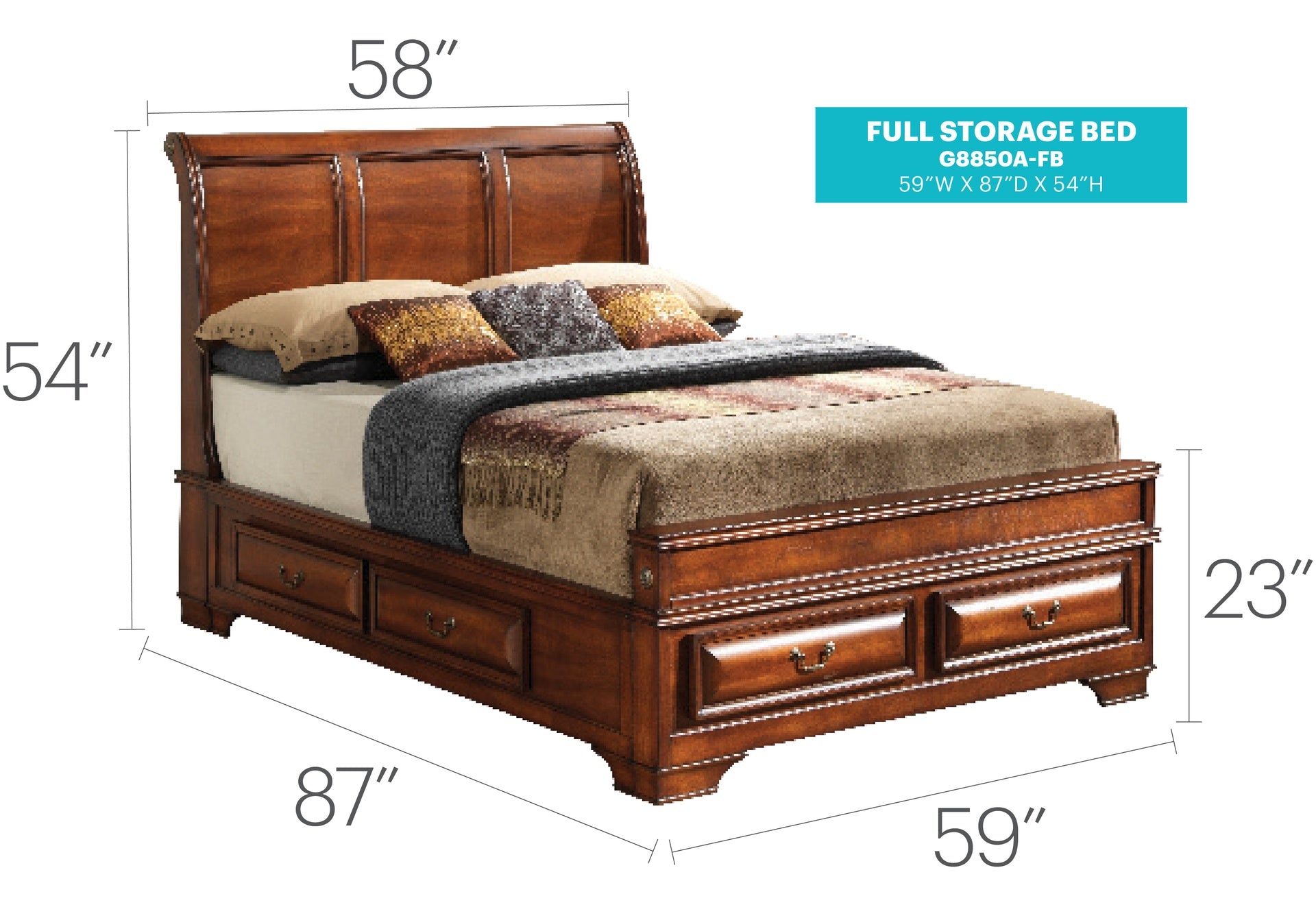 Elegant Oak Full Storage Bed With Style