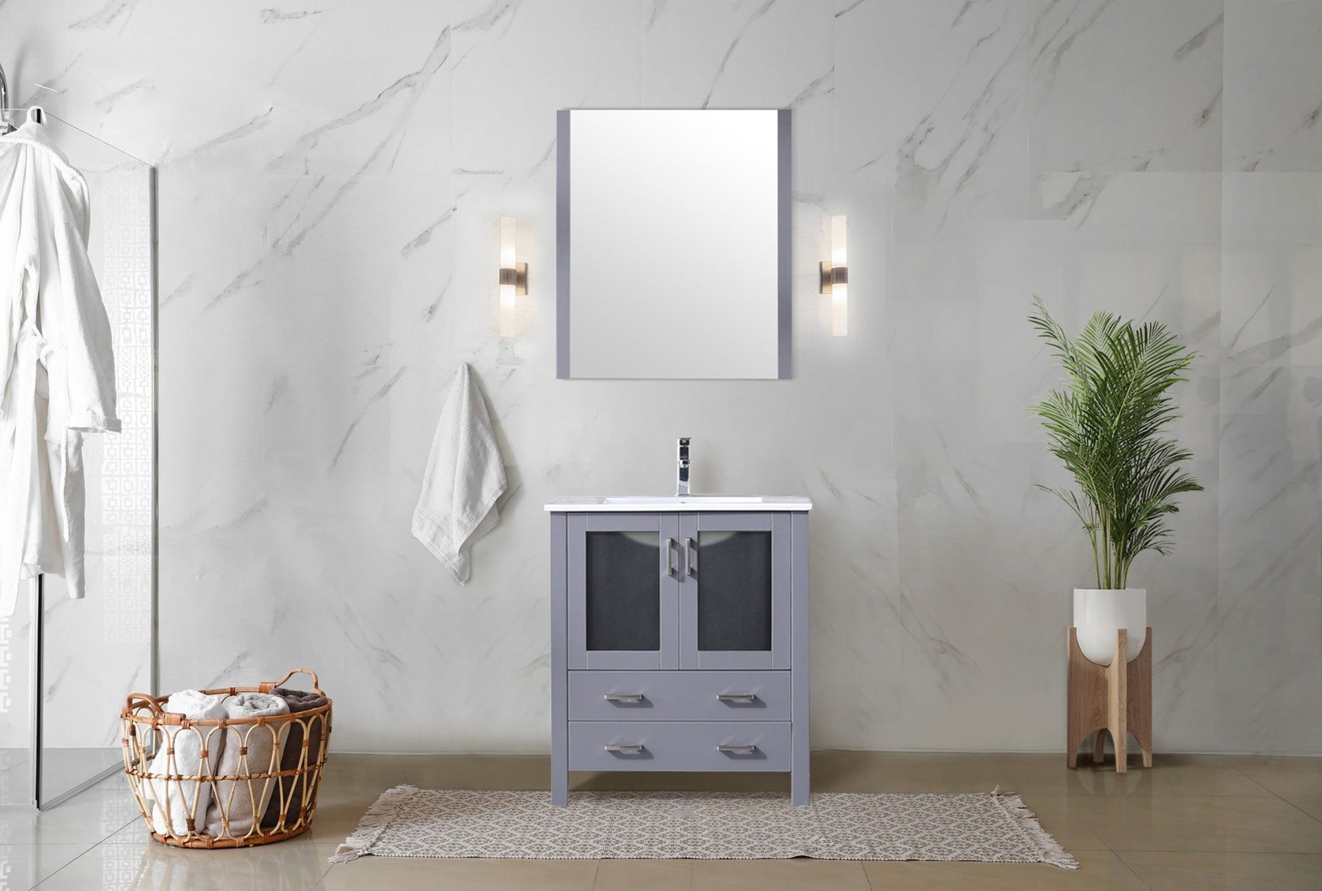 Dark Grey Bath Vanity 30 in. W x 18.25 in. D