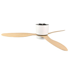 52-inch Ceiling Fan with Light, Ultra-Slim Flush-Mount Design, 3 ABS Plastic Blades, Remote Control Included, 6-Speed Adjustment, Reversible DC Motor, Quiet Operation, Ideal for Bedrooms, Indoor/Outdo