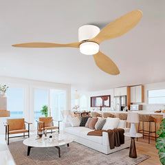 52-inch Ceiling Fan with Light, Ultra-Slim Flush-Mount Design, 3 ABS Plastic Blades, Remote Control Included, 6-Speed Adjustment, Reversible DC Motor, Quiet Operation, Ideal for Bedrooms, Indoor/Outdo