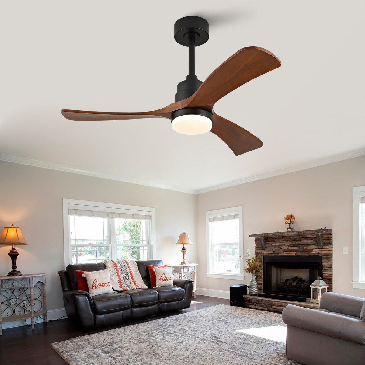 Hot sales 42 Inch Ceiling Fans with Lights and Remote, Outdoor Ceiling Fan for Patios with Light 3 Blades Modern Ceiling Fan Noiseless Reversible DC Motor, Wood Fan for Farmhouse