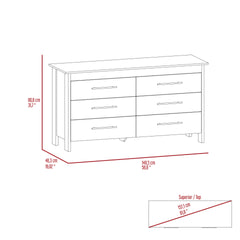6 Drawer Double Dresser Wezz, Bedroom, Light Gray