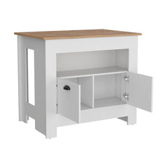 Kitchen Island Geneva, White / Macadamia
