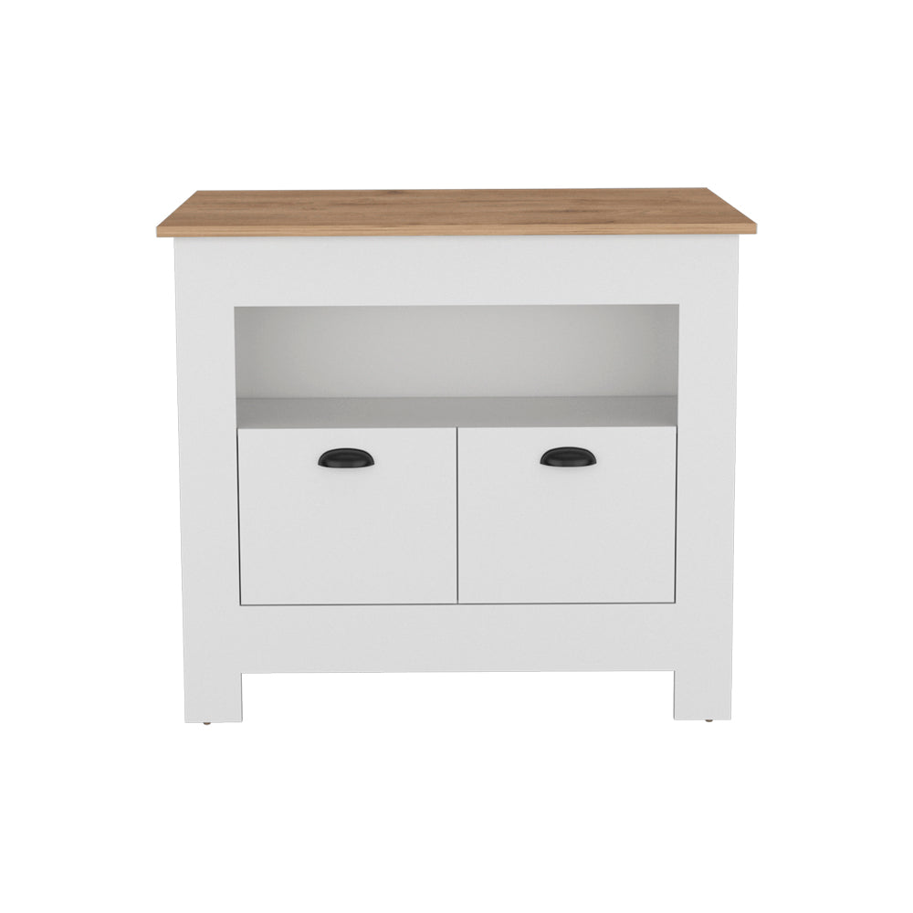 Kitchen Island Geneva, White / Macadamia