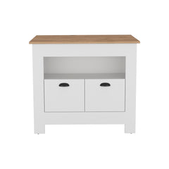 Kitchen Island Geneva, White / Macadamia