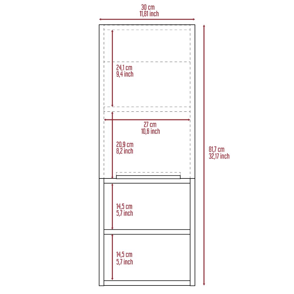 Mila Bathroom Cabinet, Two Interior  Shelves, Two External Shelves, Single Door Cabinet -Smokey Oak
