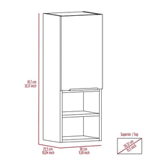 Mila Bathroom Cabinet, Two Interior  Shelves, Two External Shelves, Single Door Cabinet -Smokey Oak
