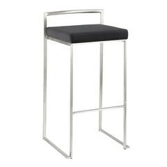 Fuji Contemporary Stackable Barstool in Stainless Steel with Black Velvet Cushion by LumiSource - Set of 2