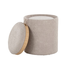 Tray Contemporary Nesting Ottoman Set in Light Brown Fabric and Natural Wood by LumiSource