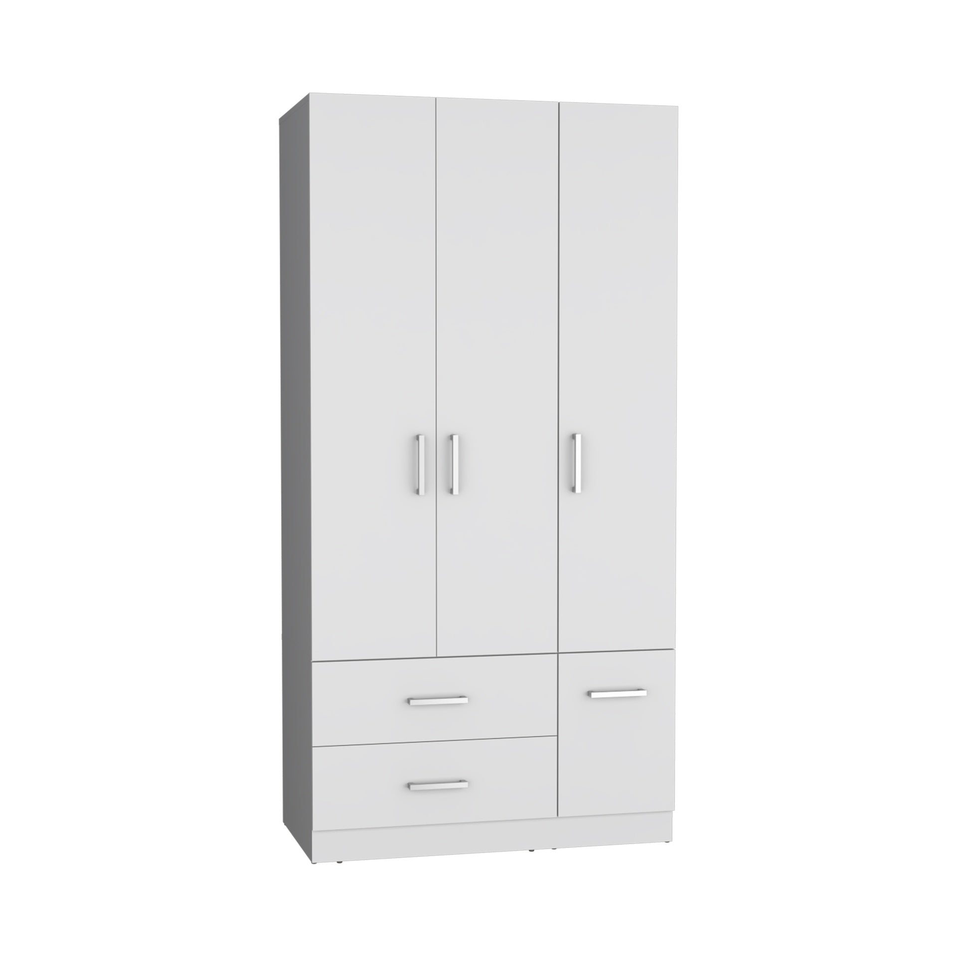 Sebree 71" High Armoire Wardrove Closet with 2 Drawers, Four Doors , Three Cabinet , Six Shelves and Hanging Rod, Bedroom Clothes Storage Cabinet Organizer White