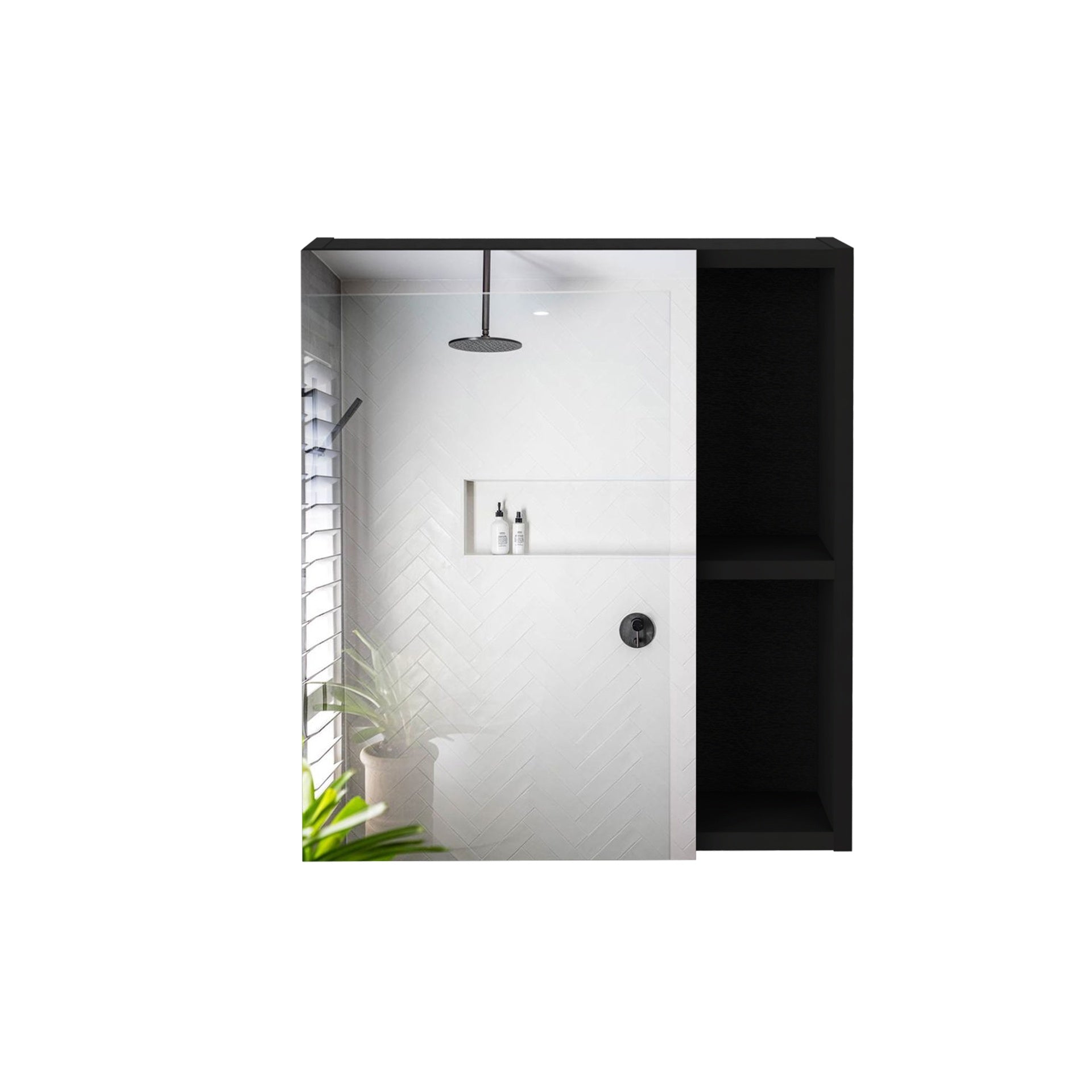 Labelle Medicine Cabinet With Mirror, Five Internal Shelves, Single Door -Black