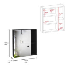 Labelle Medicine Cabinet With Mirror, Five Internal Shelves, Single Door -Black
