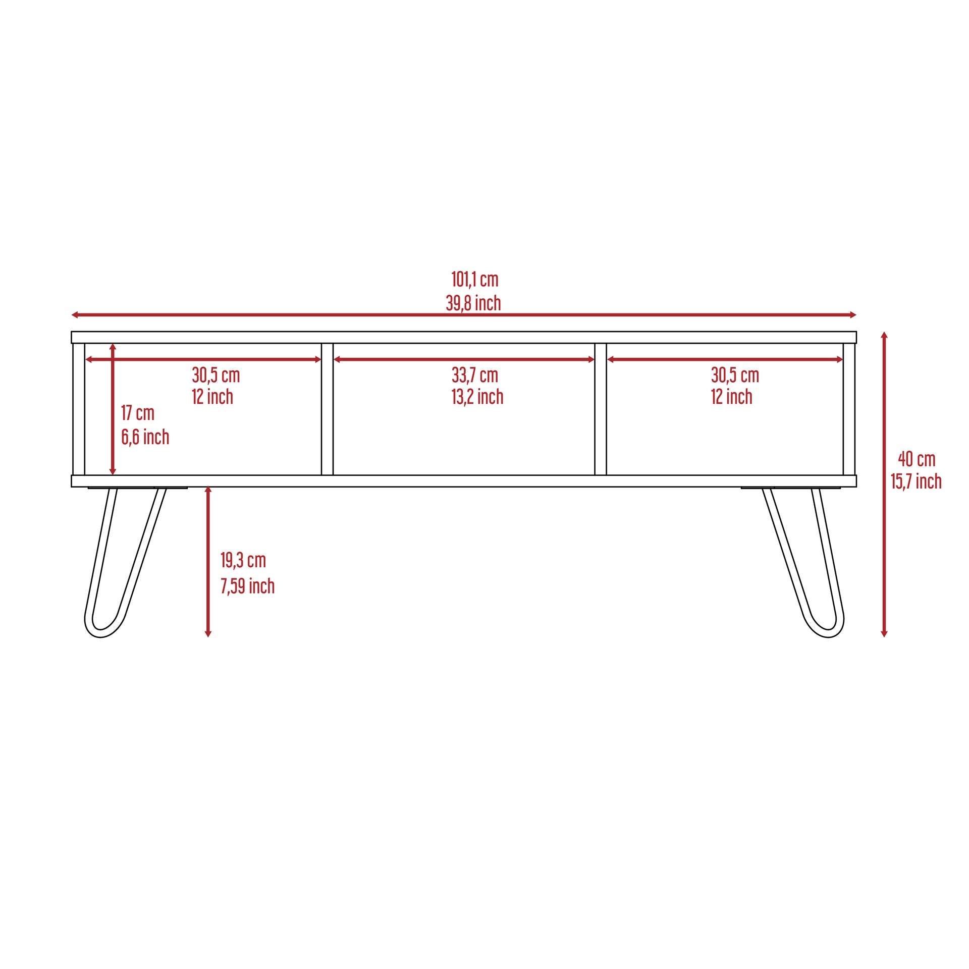 Vassel Coffee Table, Hairpin Legs, Two Shelves -Espresso