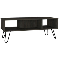 Vassel Coffee Table, Hairpin Legs, Two Shelves -Espresso
