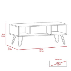 Vassel Coffee Table, Hairpin Legs, Two Shelves -Espresso