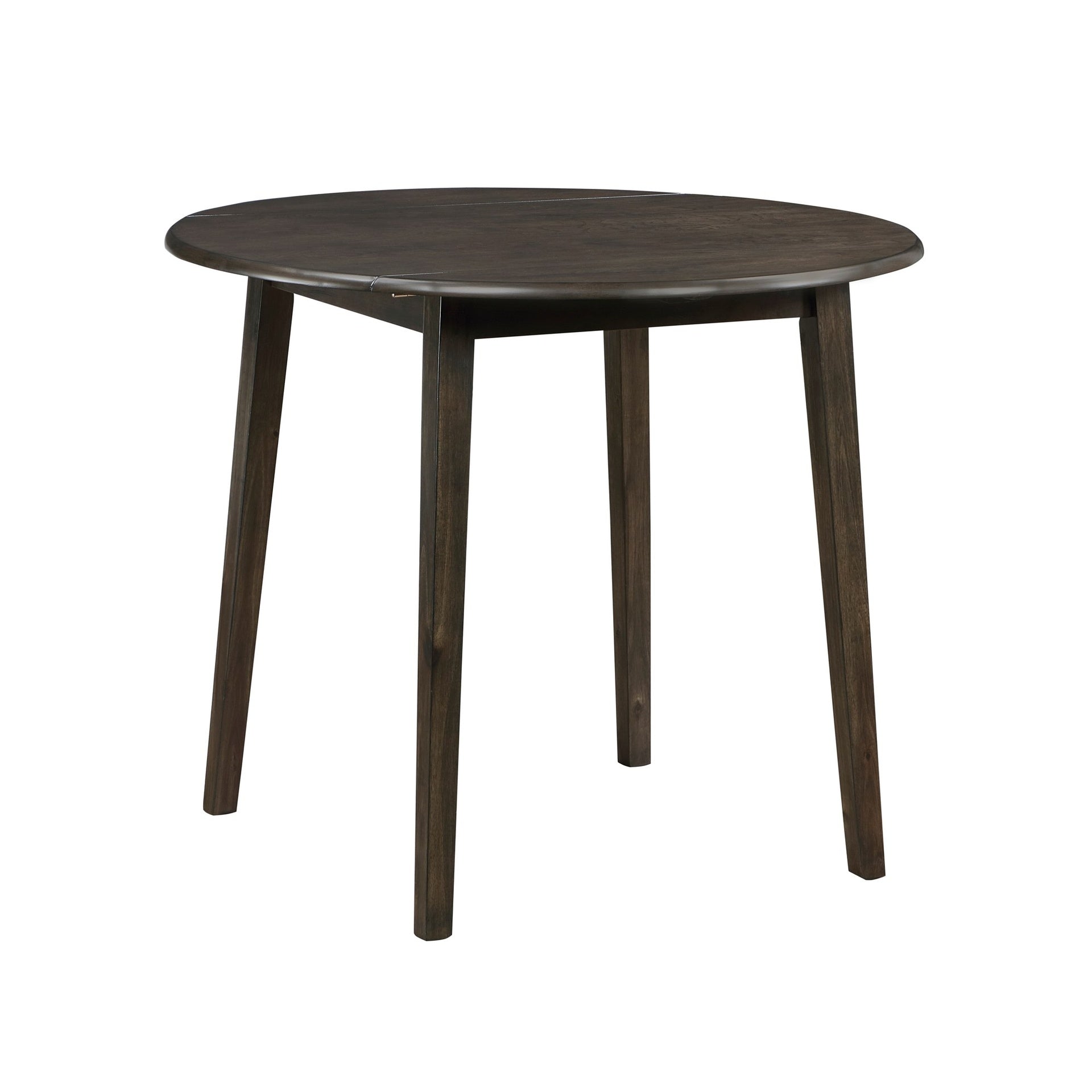 Espresso Finish Small Dining Set 5pc Round Table with Drop Leaves and 4x Side Chairs Wooden Dining Furniture