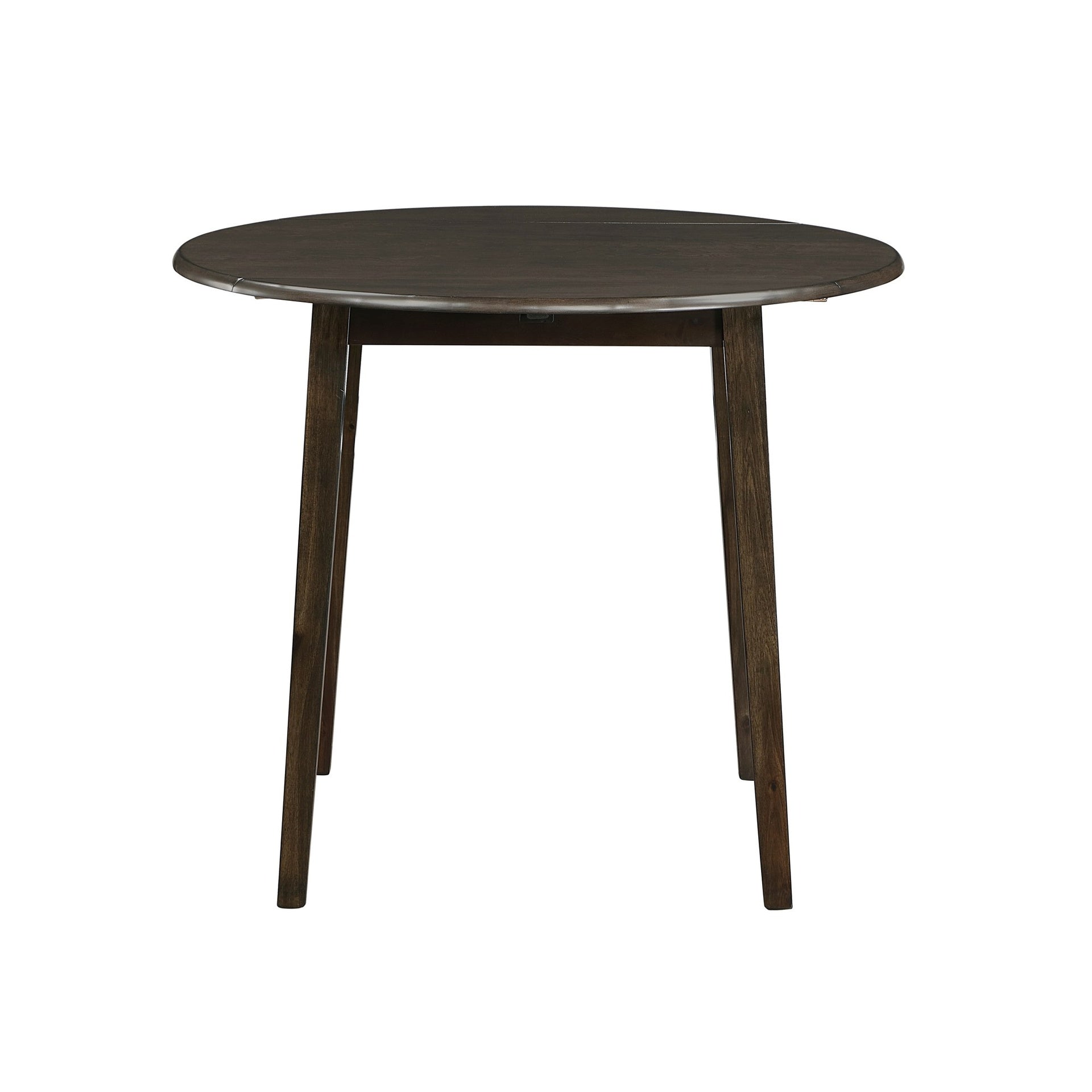 Espresso Finish Small Dining Set 5pc Round Table with Drop Leaves and 4x Side Chairs Wooden Dining Furniture
