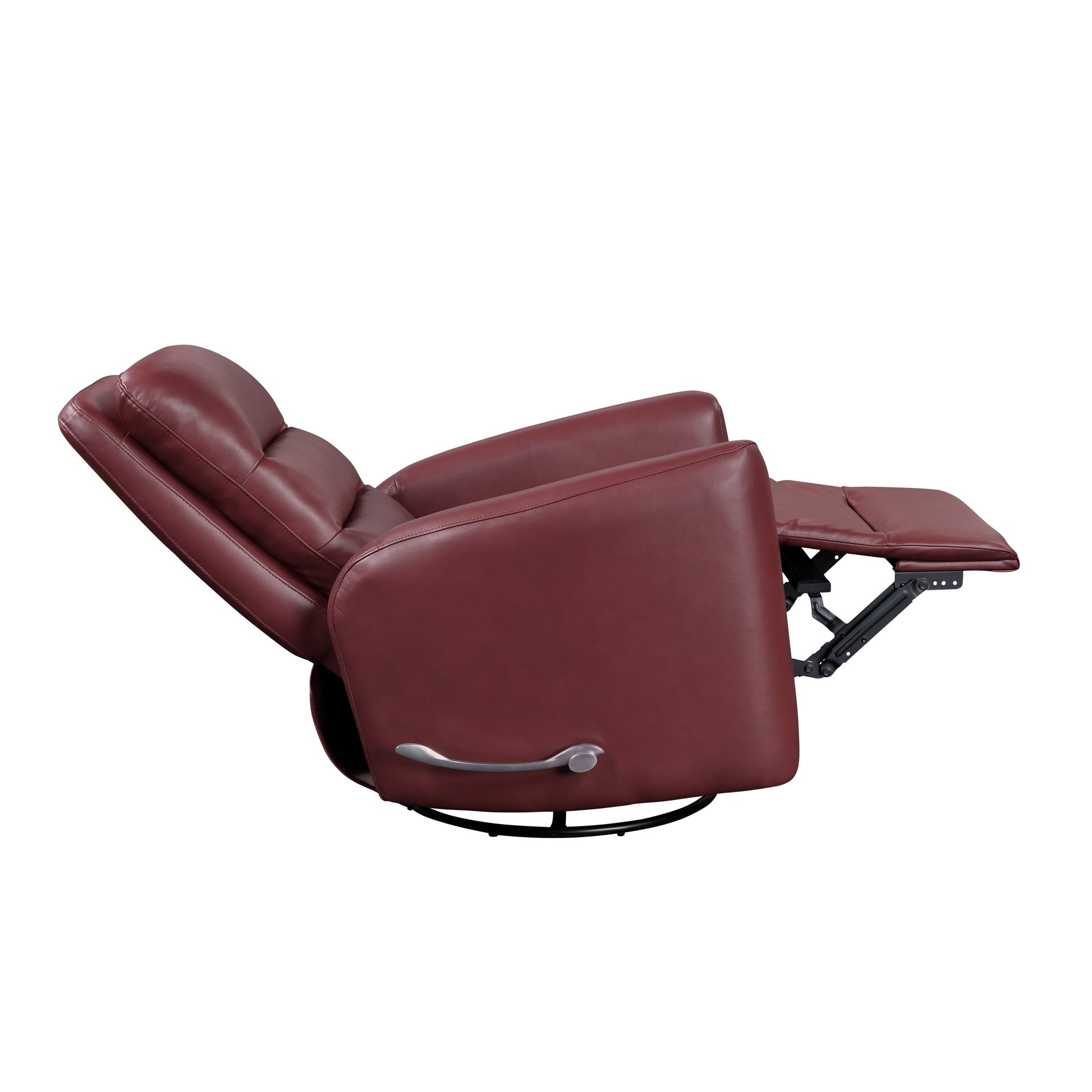 Glider Reclining Chair Swivel Motion Red Breathable Faux Leather Upholstery Luxury Living Room Furniture, Movie Chair