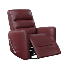 Glider Reclining Chair Swivel Motion Red Breathable Faux Leather Upholstery Luxury Living Room Furniture, Movie Chair