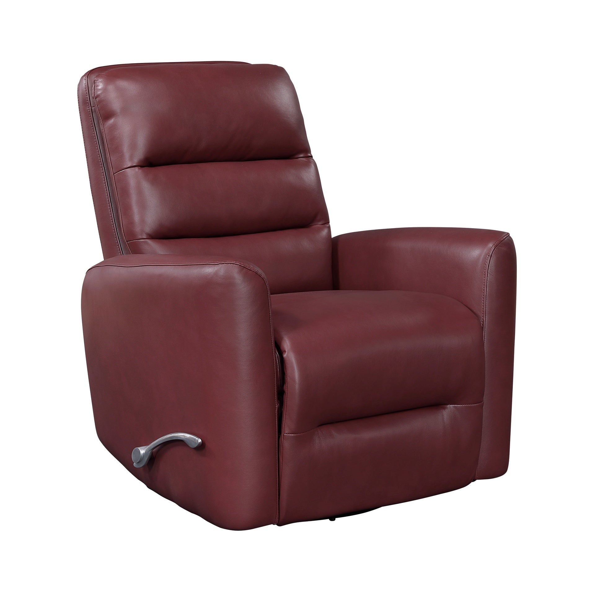 Glider Reclining Chair Swivel Motion Red Breathable Faux Leather Upholstery Luxury Living Room Furniture, Movie Chair