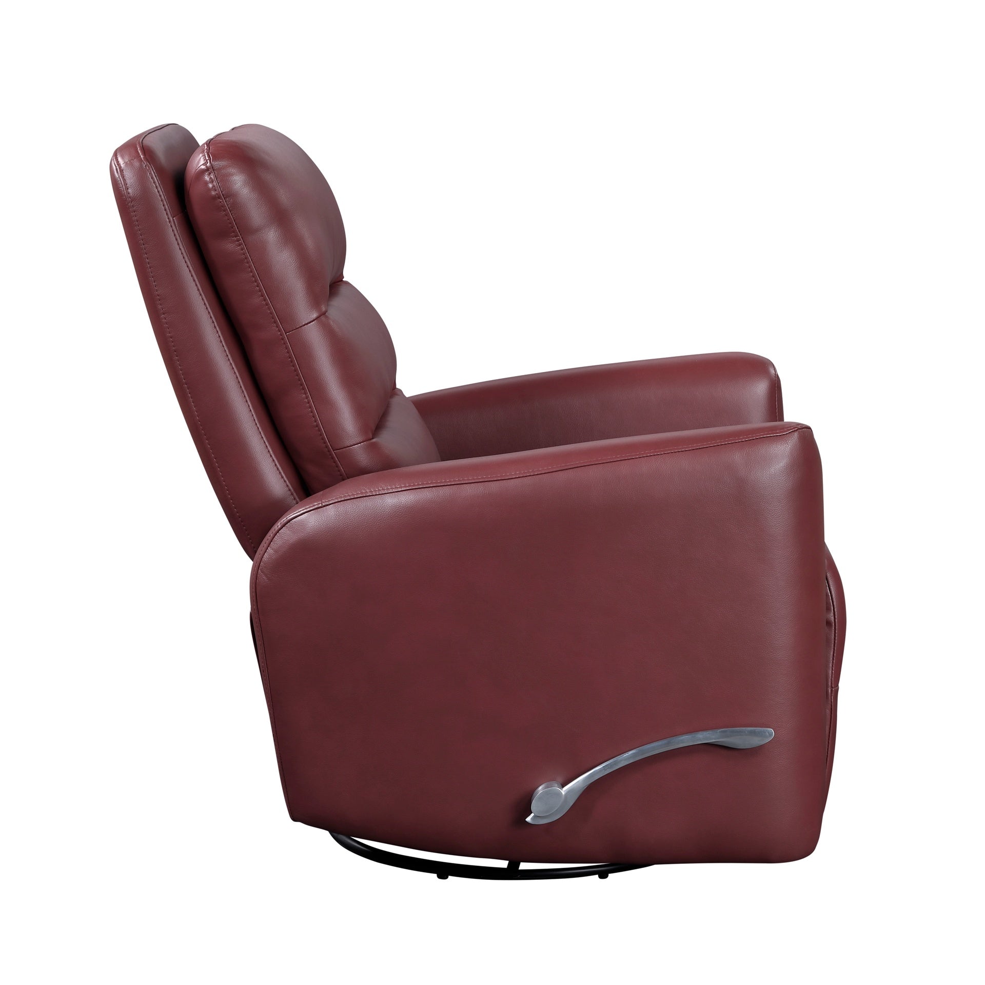 Glider Reclining Chair Swivel Motion Red Breathable Faux Leather Upholstery Luxury Living Room Furniture, Movie Chair