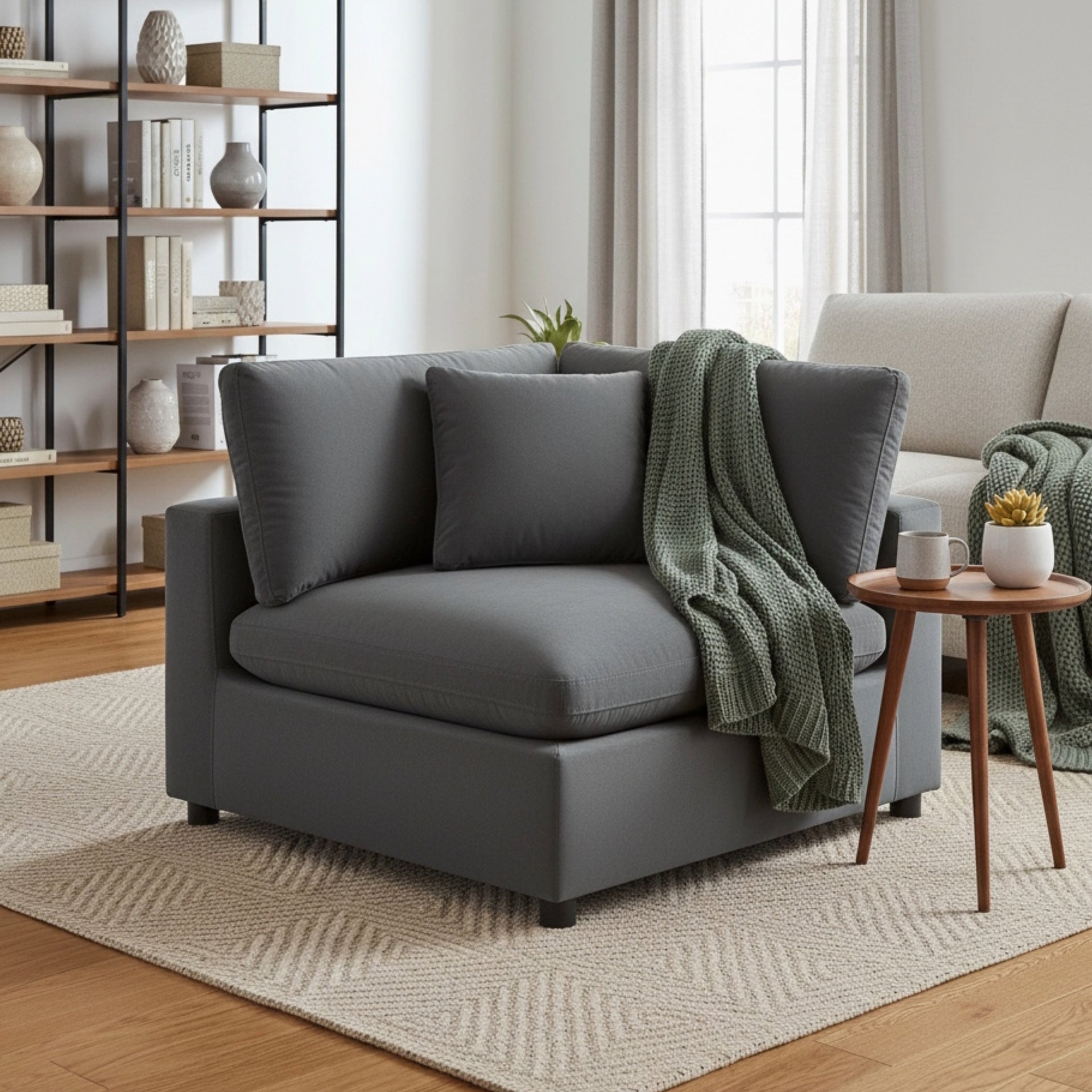 Caylie Corner Wedge Chair - Charcoal