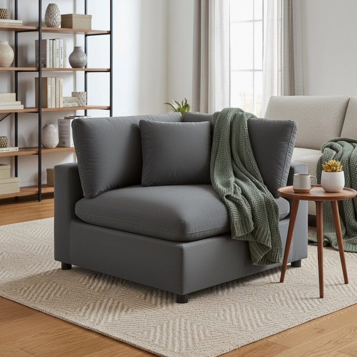 Caylie Corner Wedge Chair - Charcoal