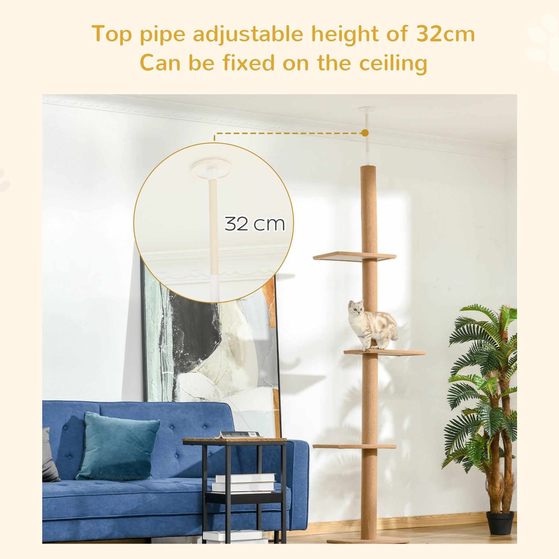 PawHut 4-level Platform Cat Tree with Sisal-Covered Scratching Posts Natural Cat Tree Activity Center for kittens , Brown