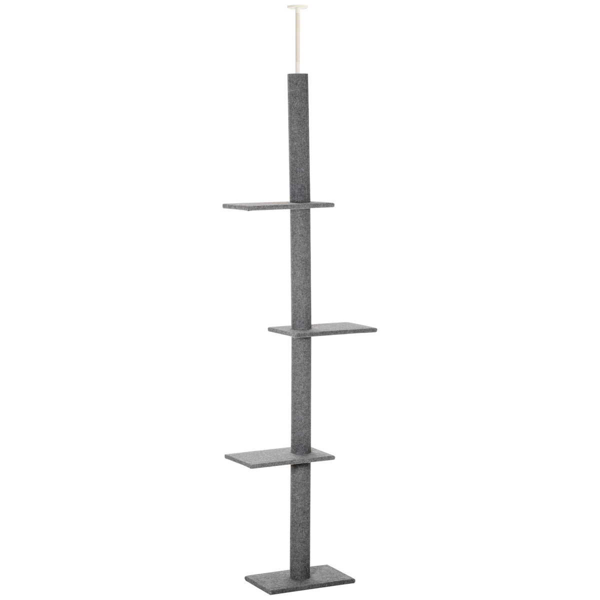 PawHut Floor-to-Ceiling Cat Tree Cat Climbing Tower with Sisal-Covered Scratching Posts Natural Cat Activity Center for kittens Cat tower furniture, Gray