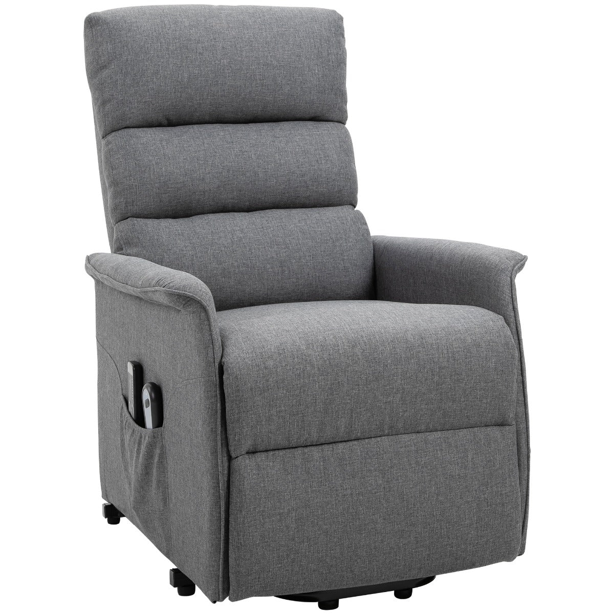 HOMCOM Power Lift Assist Recliner Chair for Elderly with Remote Control, Linen Fabric Upholstery Gray