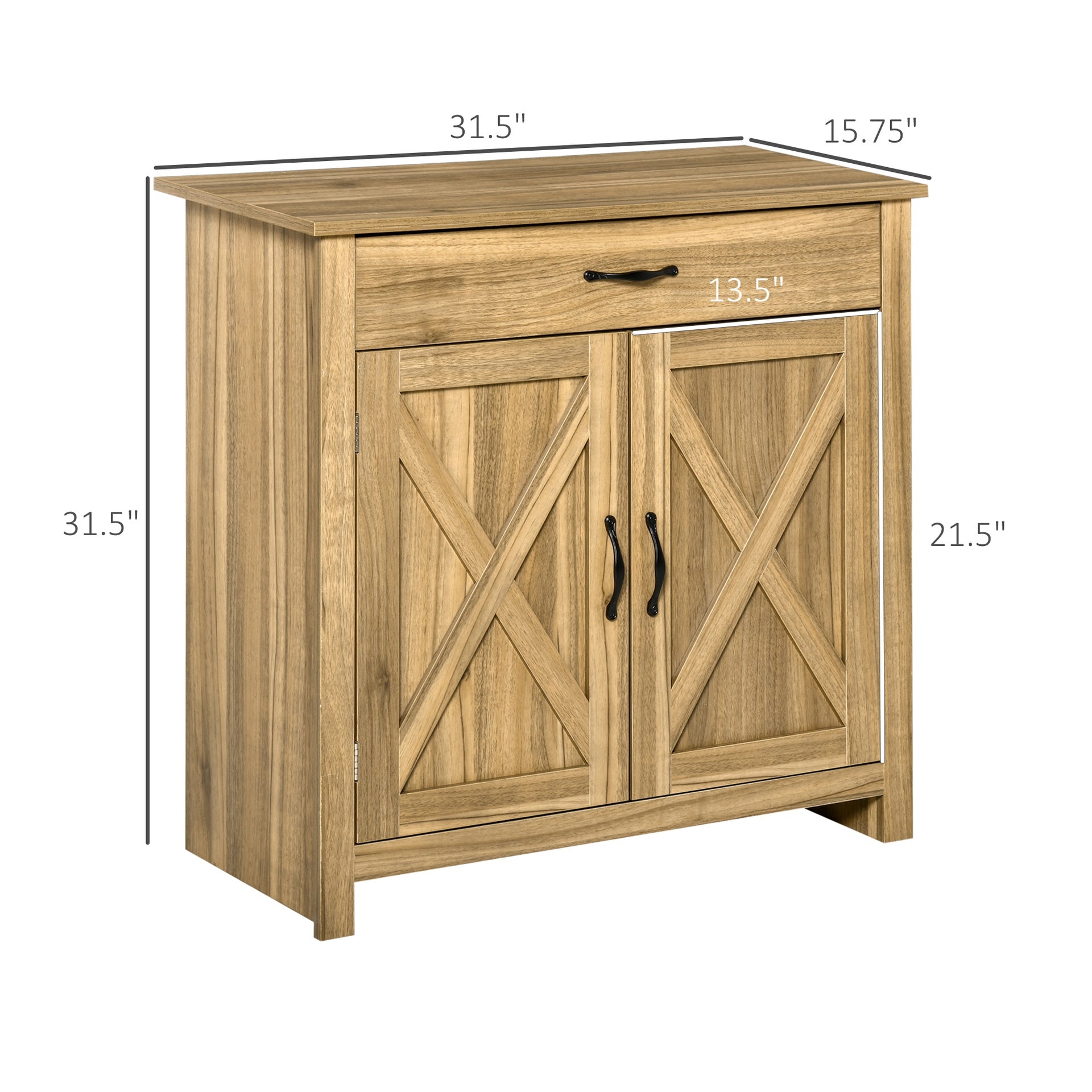 HOMCOM Farmhouse Sideboard Buffet Cabinet, Barn Door Coffee Bar Cabinet with Drawer and Adjustable Shelf for Kitchen, Living Room, Entryway, Natural Wood Effect