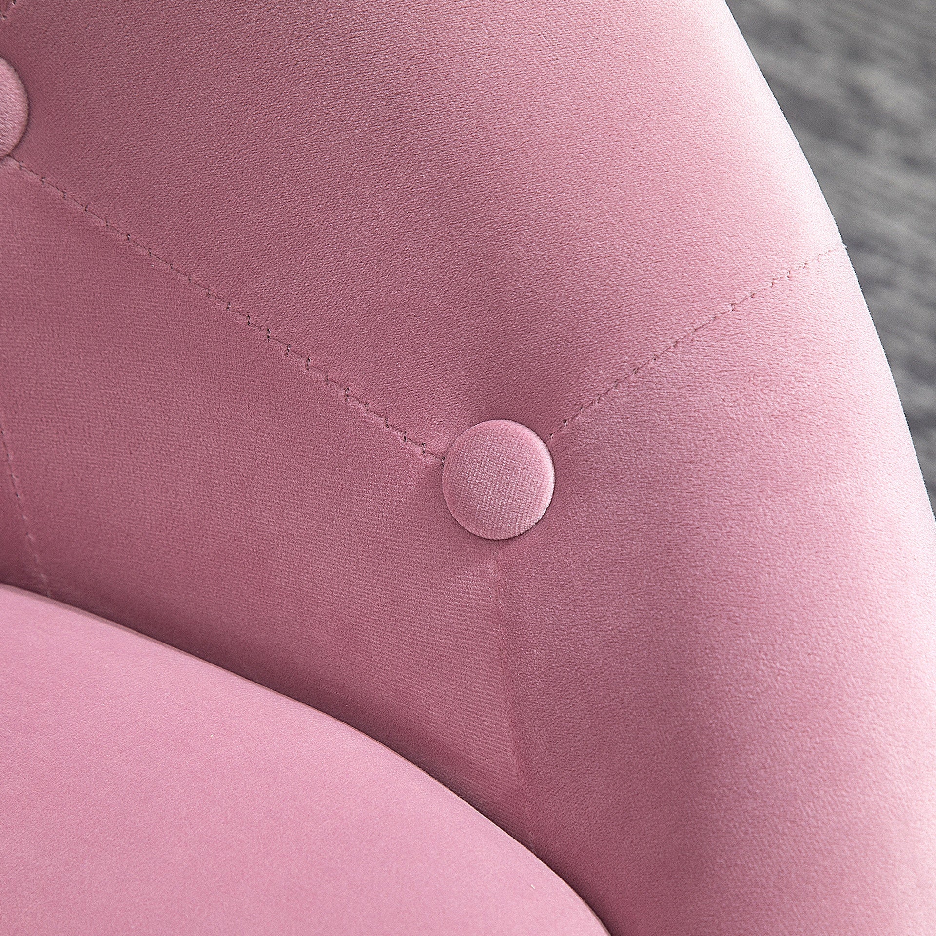 HOMCOM Modern Makeup Vanity Chair Round Tufted Swivel Accent Chair with Chrome Frame Height Adjustable, Pink