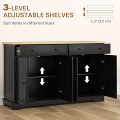 HOMCOM Modern Sideboard, Buffet Cabinet with Storage Drawers, Adjustable Shelves for Living Room, Dining Room, Entryway, Black