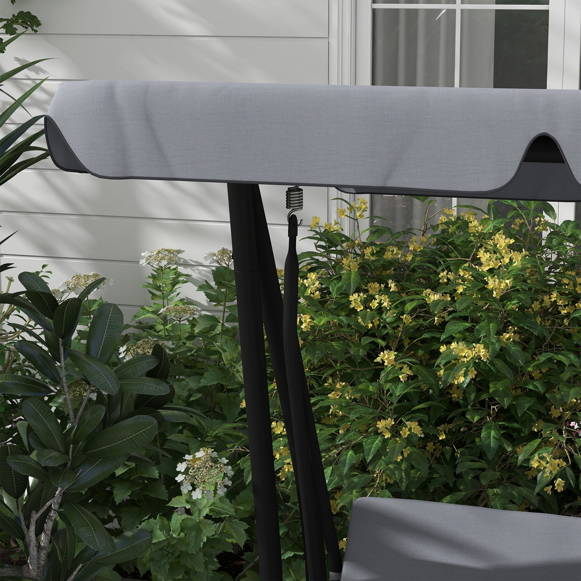 Outsunny Free Standing Swing Bench, Porch Swing with Stand, Adjustable Canopy, Cushion and Pillows, Dark Gray