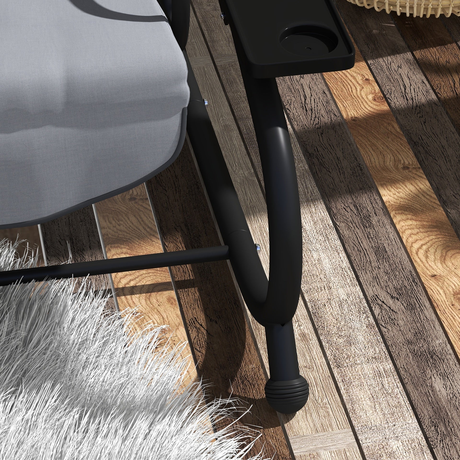 Outsunny Free Standing Swing Bench, Porch Swing with Stand, Adjustable Canopy, Cushion and Pillows, Dark Gray