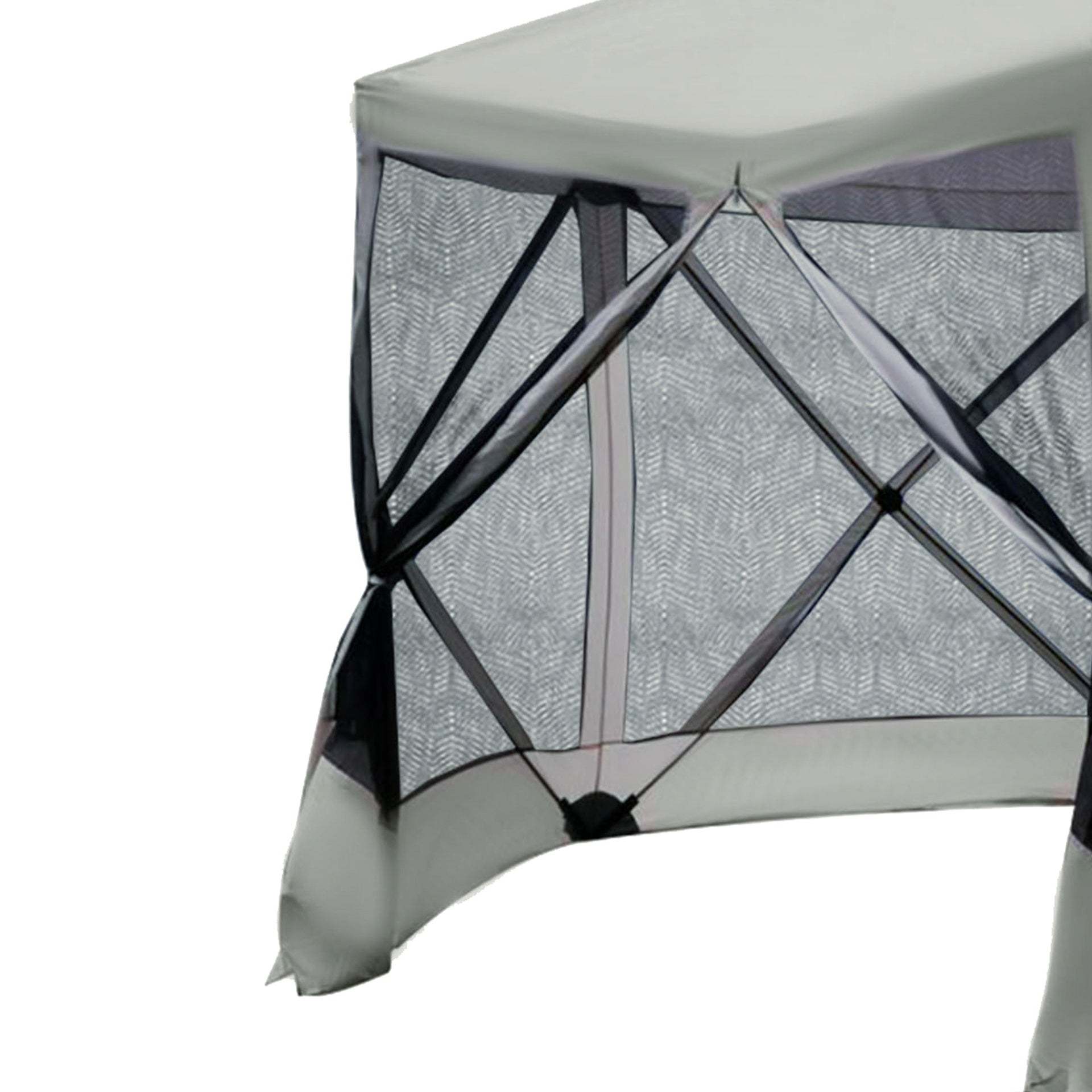 Outsunny 6-Sided Hexagon Pop Up Party Tent Gazebo with Mesh Netting Walls & Shaded Interior, 12' x 12', Beige