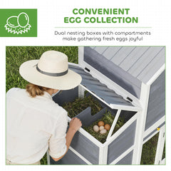 PawHut 66.5" Large Chicken Coop, Wooden Chicken House with 2 Nesting Boxes, Sliding Tray & Ramp, for Backyard Farm