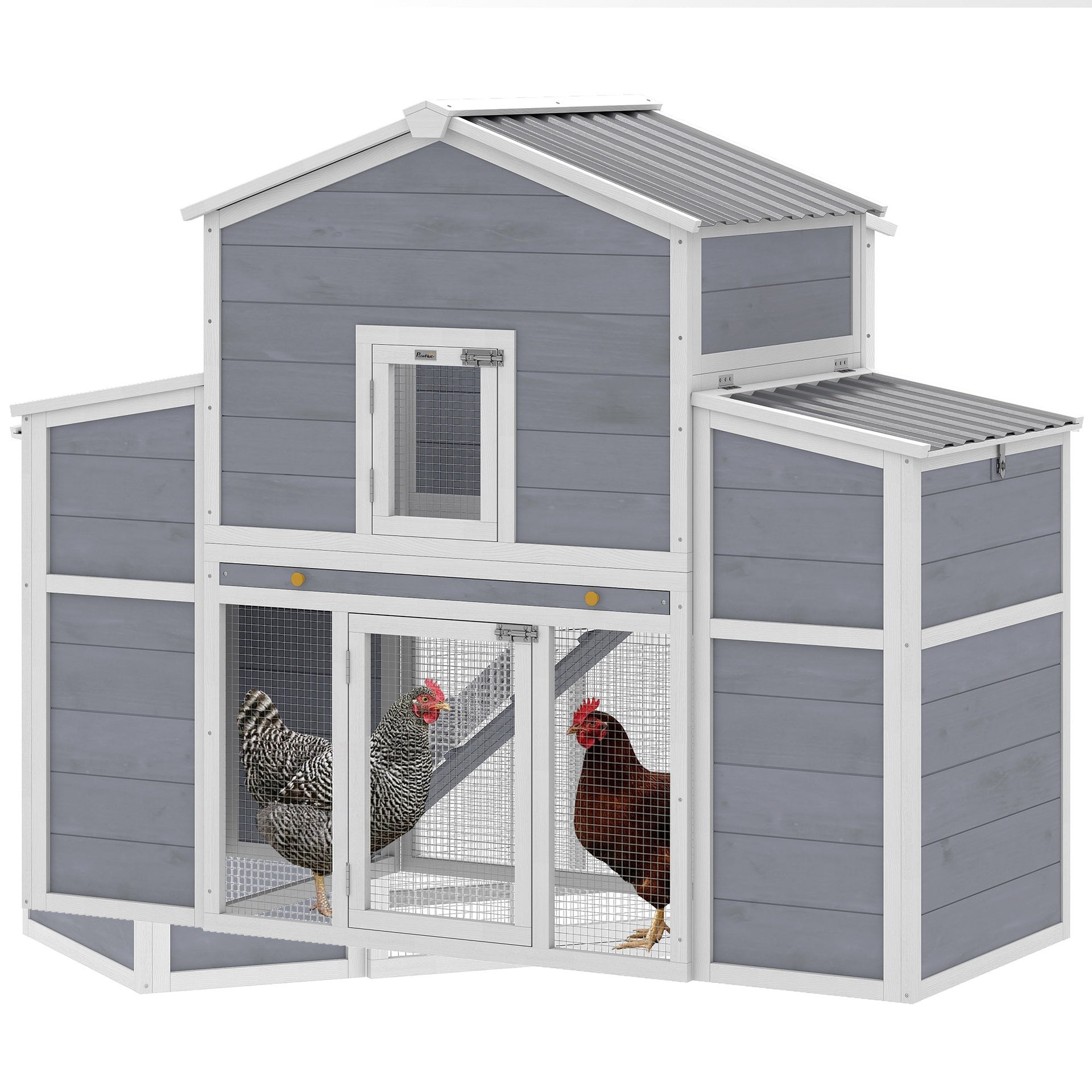PawHut 66.5" Large Chicken Coop, Wooden Chicken House with 2 Nesting Boxes, Sliding Tray & Ramp, for Backyard Farm