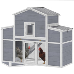 PawHut 66.5" Large Chicken Coop, Wooden Chicken House with 2 Nesting Boxes, Sliding Tray & Ramp, for Backyard Farm