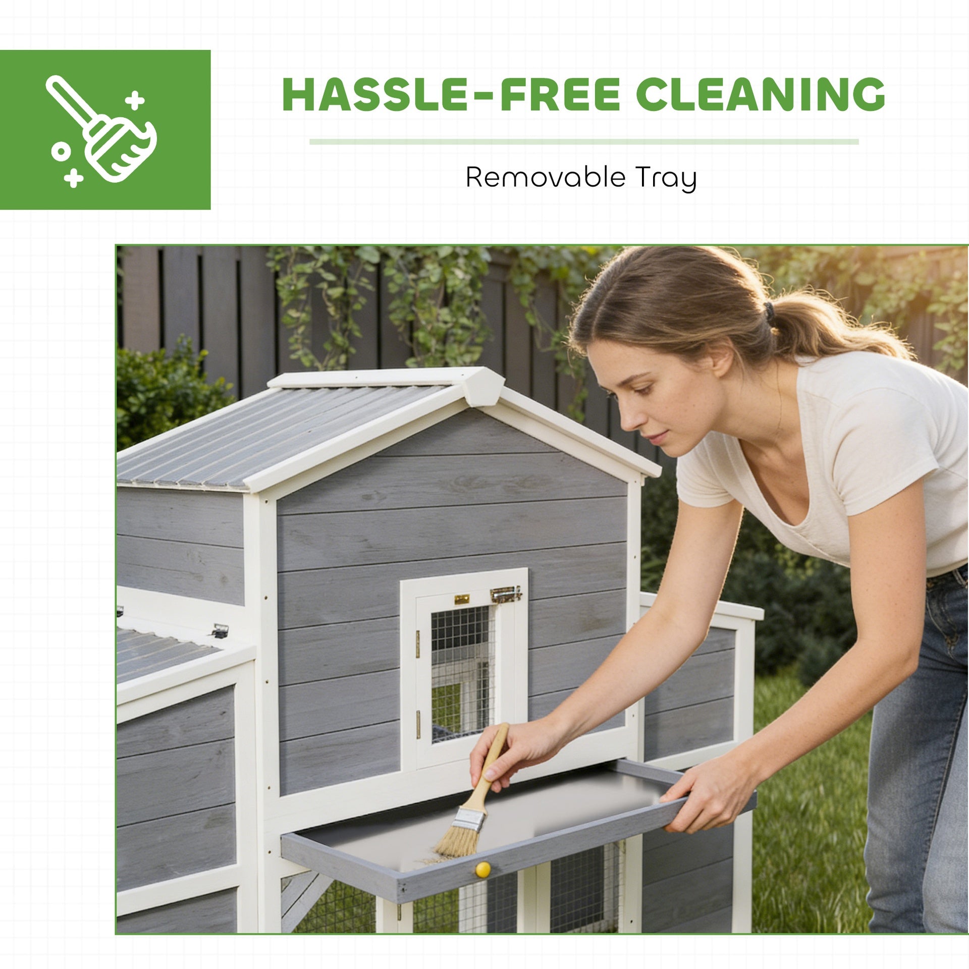 PawHut 66.5" Large Chicken Coop, Wooden Chicken House with 2 Nesting Boxes, Sliding Tray & Ramp, for Backyard Farm