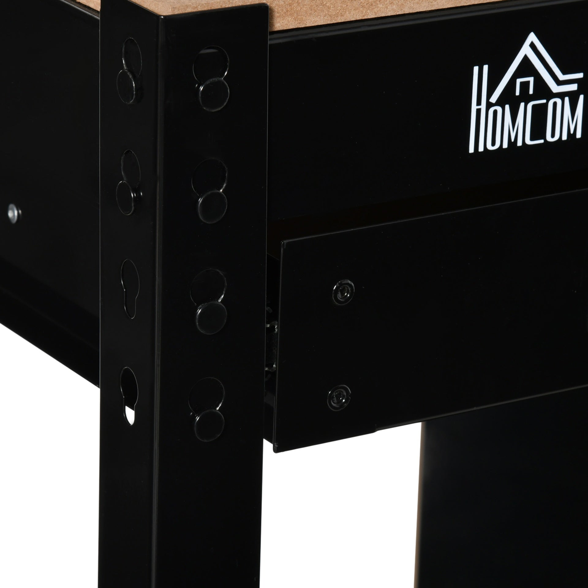 HOMCOM Multipurpose Workbench, Workshop Tool Table with Slide Drawer. Peg Board, Storage Cabinet with Keys