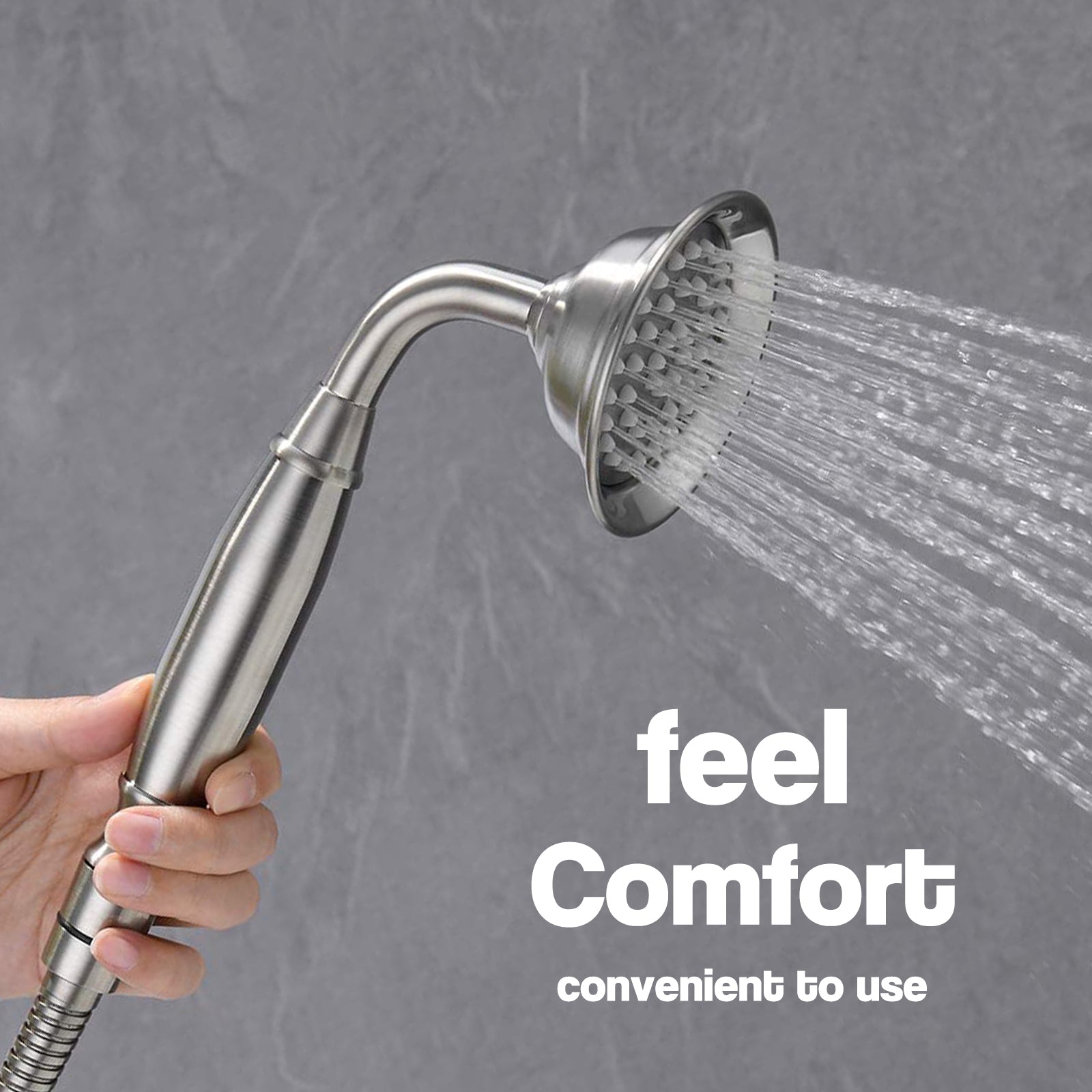 Freestanding Bathtub Faucet with Handheld Shower  40.12" High Swan Neck Spout  Brushed Nickel Solid Brass  for Clawfoot Tub