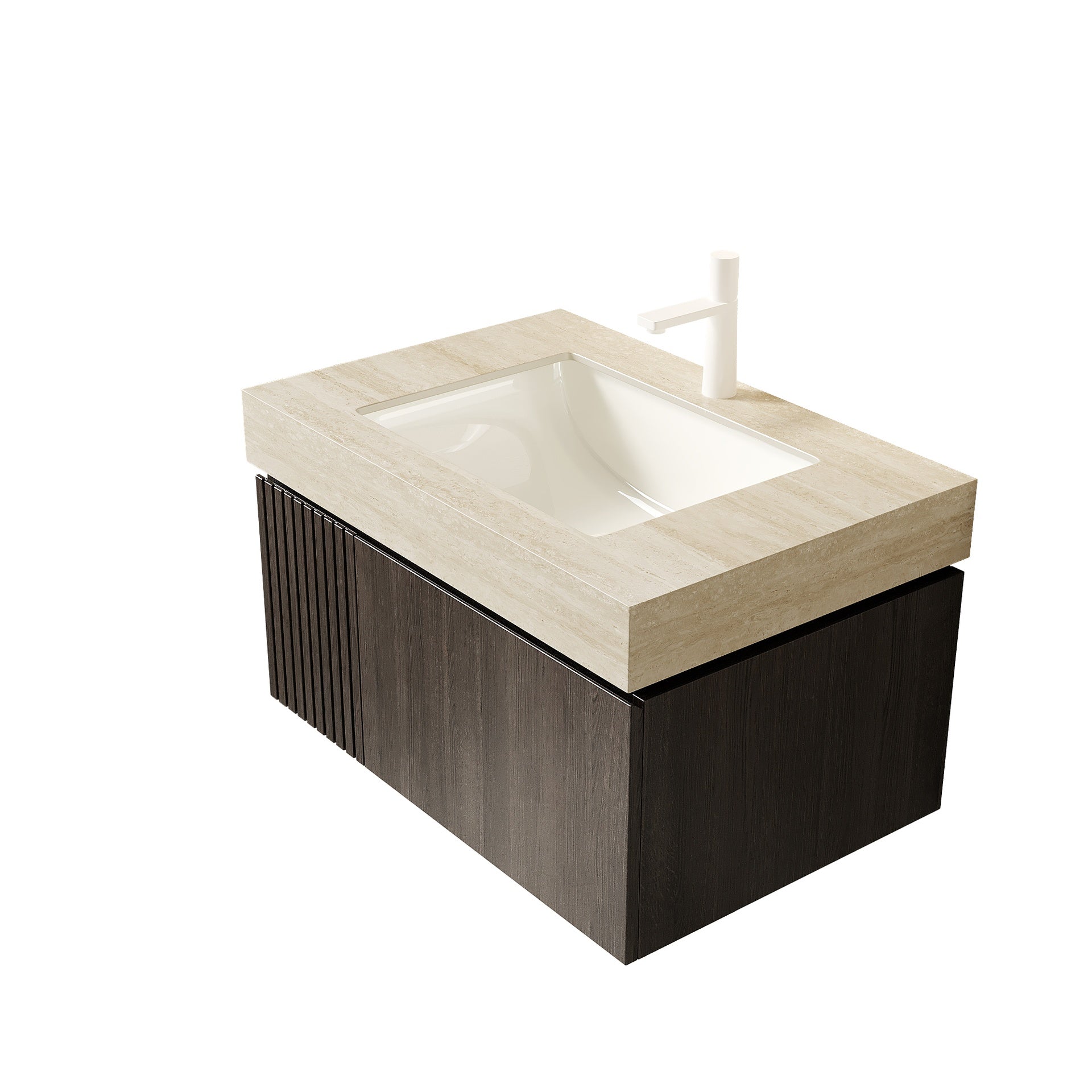 30" MURI Espresso Woodgrain Plywood Cabinet with Door and One Drawer, NO Basin and Top, NO Faucet and Sink Cover