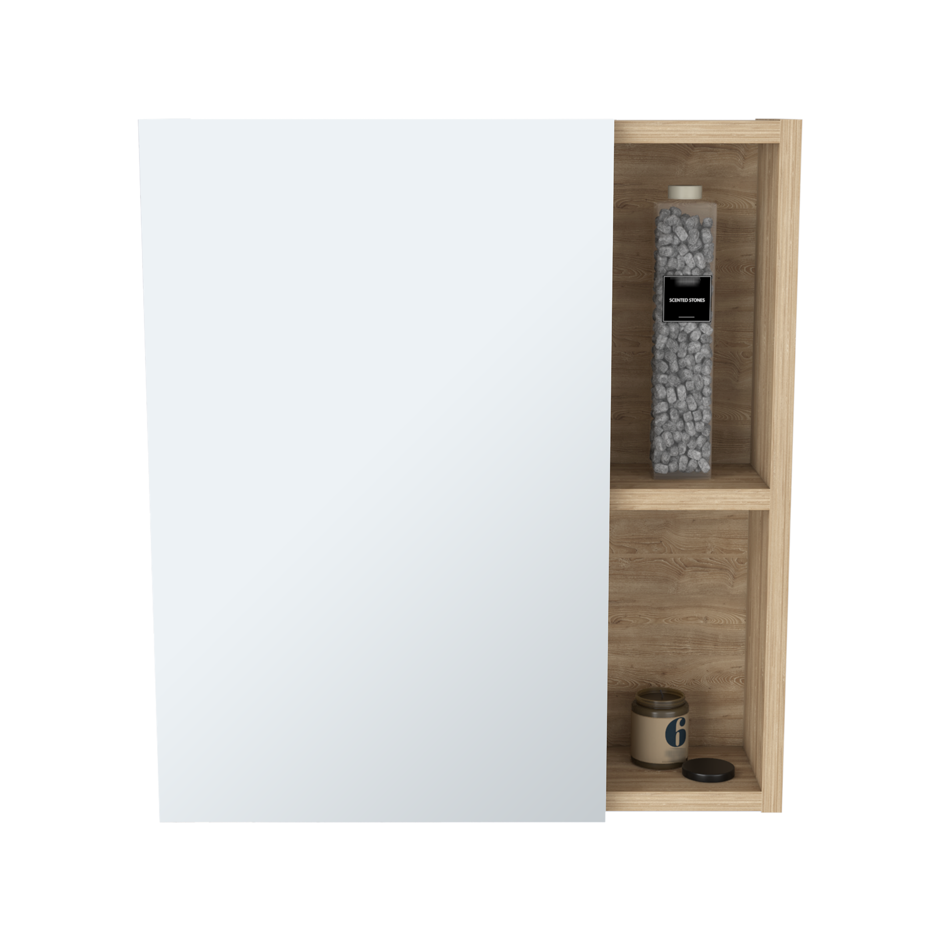 Labelle Medicine Cabinet With Mirror, Five Internal Shelves, Single Door -Pine