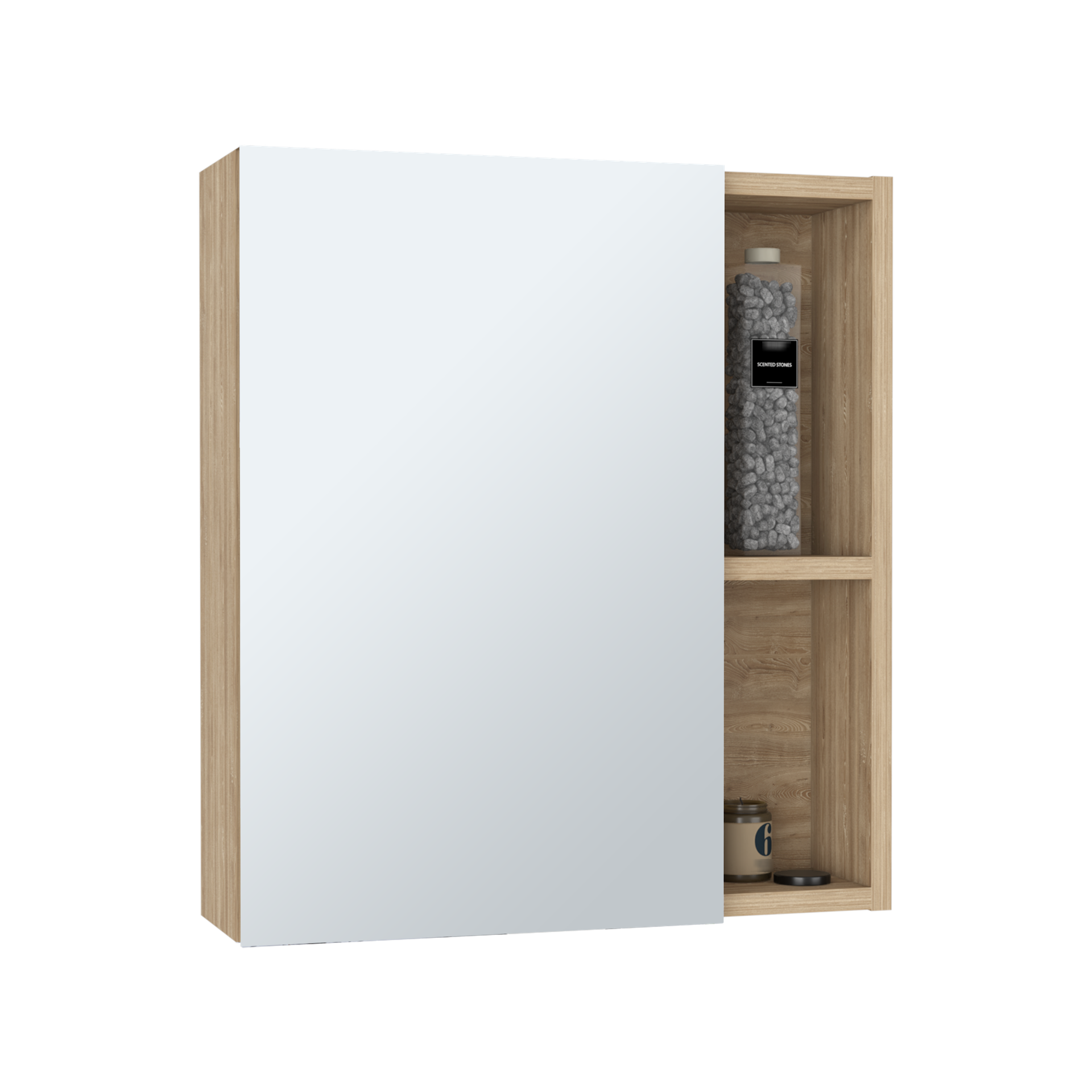 Labelle Medicine Cabinet With Mirror, Five Internal Shelves, Single Door -Pine