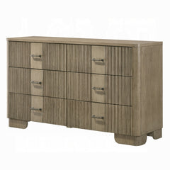 1pc Transitional Style Dresser with 6x Storage Drawers Reeded Front Antique Oak Finish Wooden Rustic Bedroom Furniture