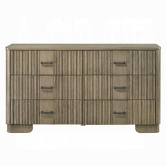1pc Transitional Style Dresser with 6x Storage Drawers Reeded Front Antique Oak Finish Wooden Rustic Bedroom Furniture